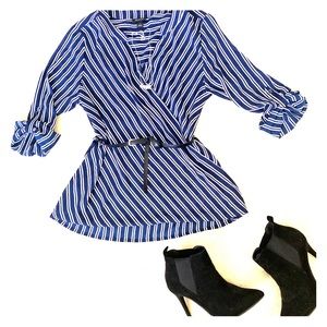 A.N.A. - Blue & white striped blouse